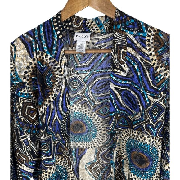 Chicos Open Front Sheer Lightweight 3/4 Sleeve Cardigan Size 1 US M - Picture 2 of 8